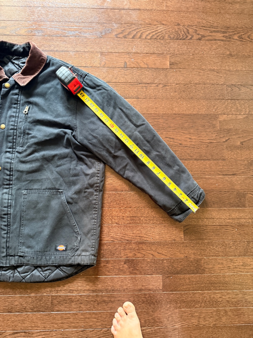 Dickies Black Canvas Work Jacket with Brown Corduroy Collar - Picture 14 of 15